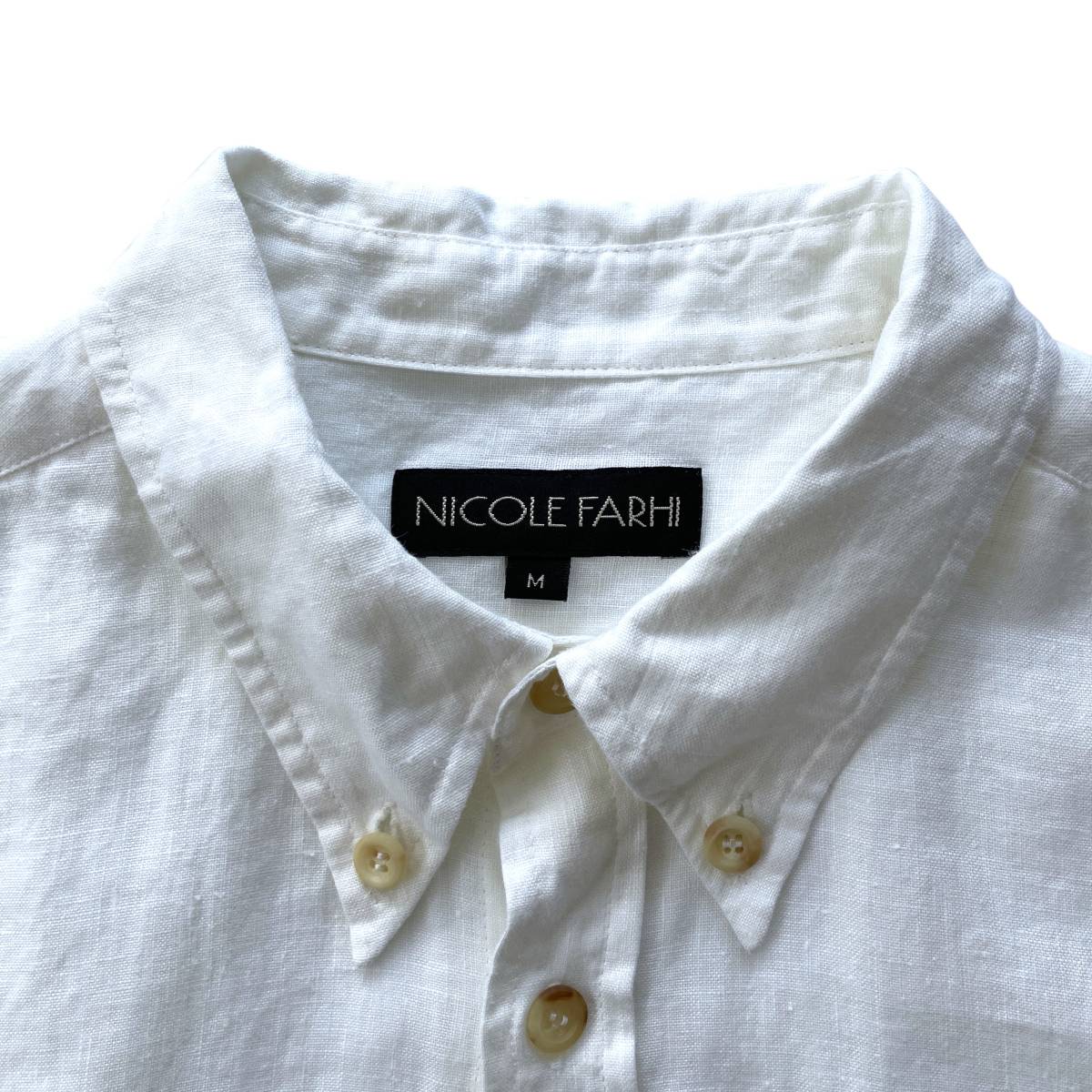 【Vintage】NICOLE FARHI リネンシャツ M ニコル・ファーリ 1990年代_画像2