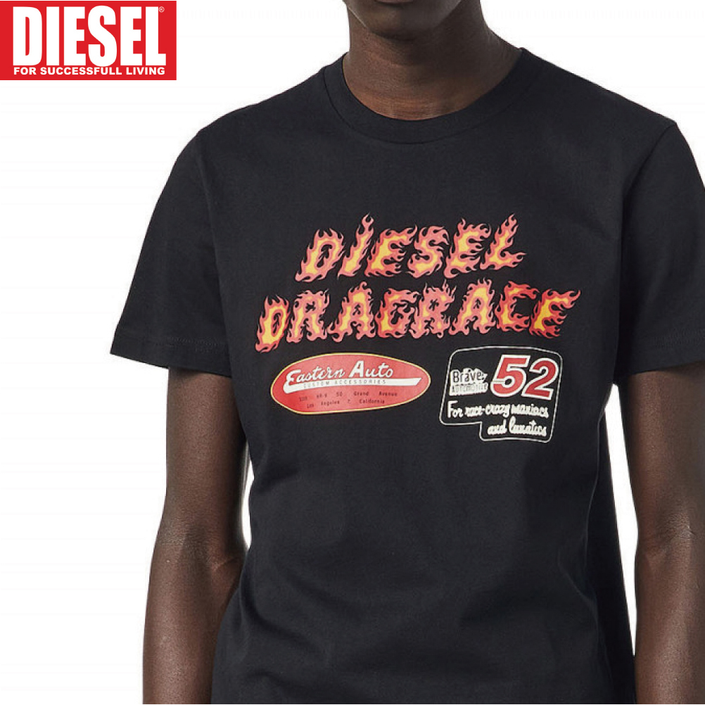 L/新品 DIESEL ディーゼル グラフィック ロゴ Tシャツ DIEGOR-C7 メンズ レディース ブランド カットソー 黒_画像1