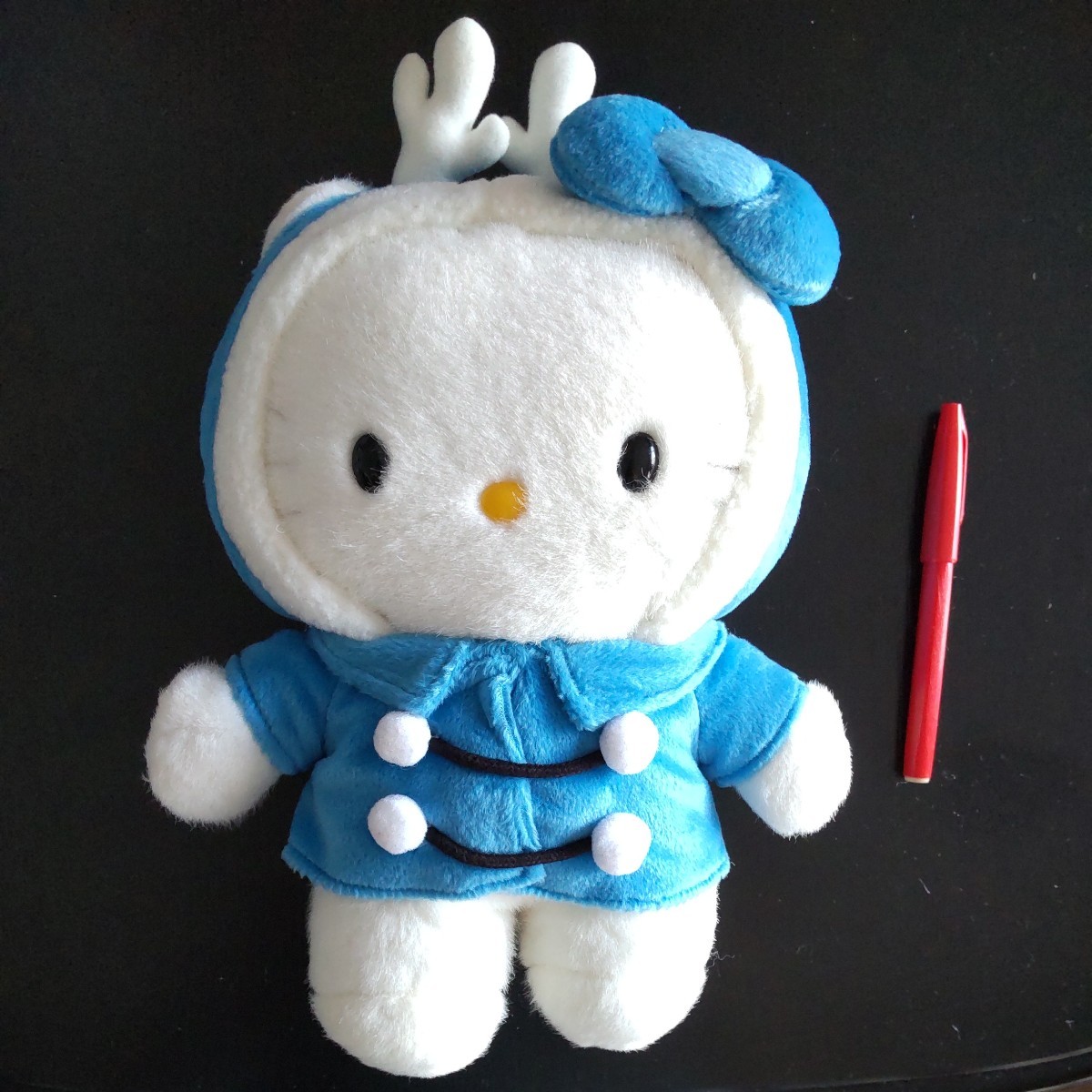 2308 サンリオ ハローキティ キティ ぬいぐるみ ウインター フード付き水色ダッフルコート トナカイ