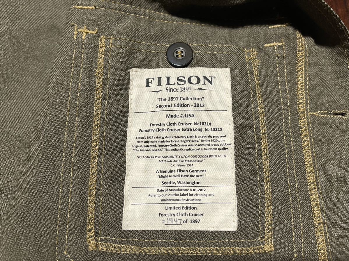 稀少！1897着限定 FILSON フィルソン Forestry Cloth Cruiser フォレストリークロス クルーザー ジャケット 検 マッキーノウール_画像6