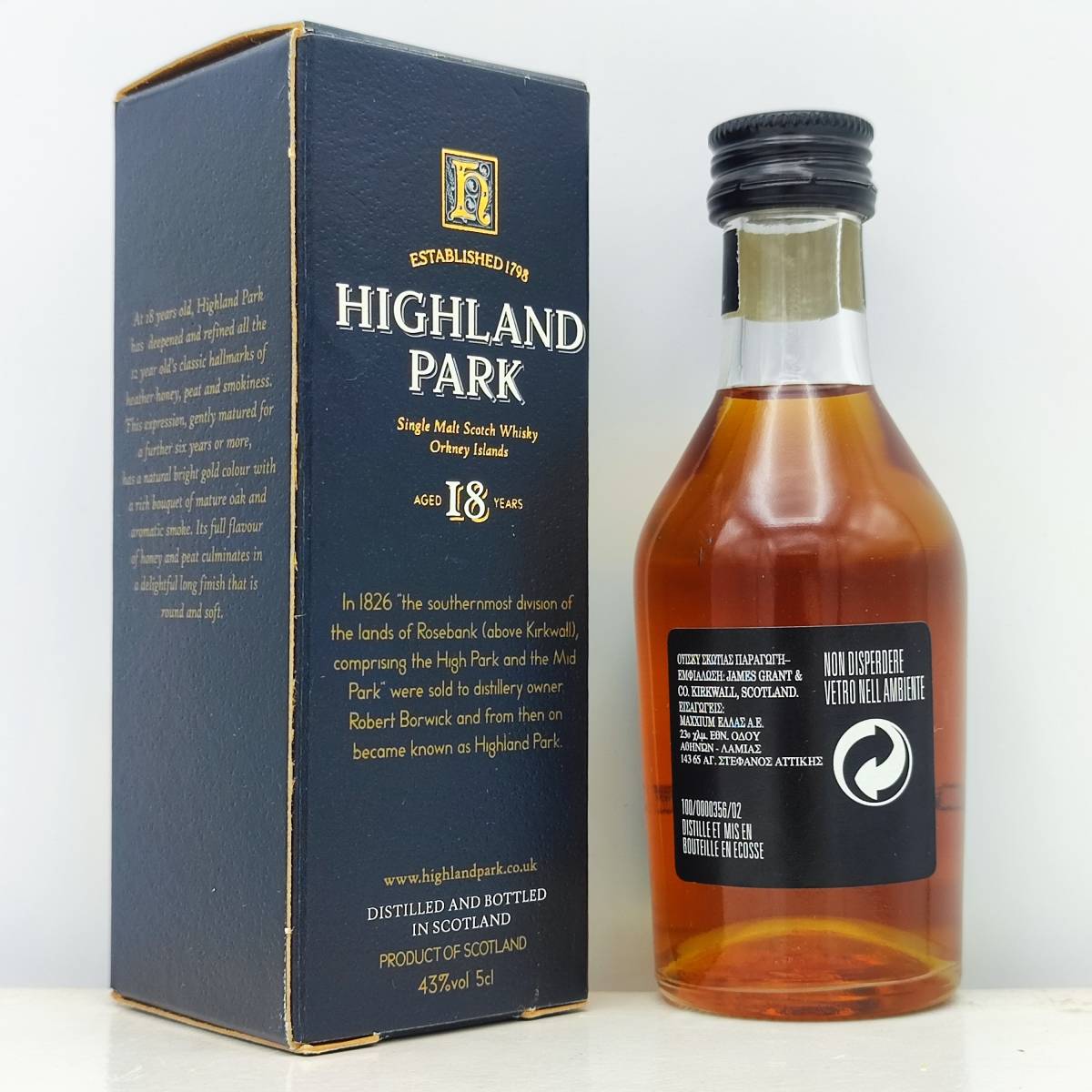 【全国送料無料】HIGHLAND PARK 18years old Single Malt Scotch Whisky　43度　50ml【ハイランドパーク 18年】