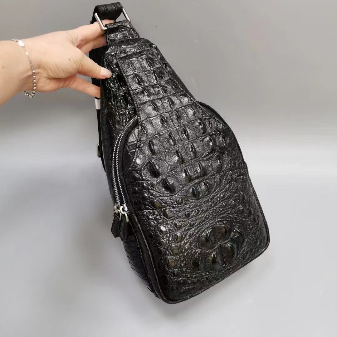 全ての ボディバッグ 本物 クロコダイル 大コブ 大容量 背革使用 黒色 通勤 旅行 ハンドバッグ 総本革 ビジネス 斜めがけバッグ ワニ革 ボディバッグ