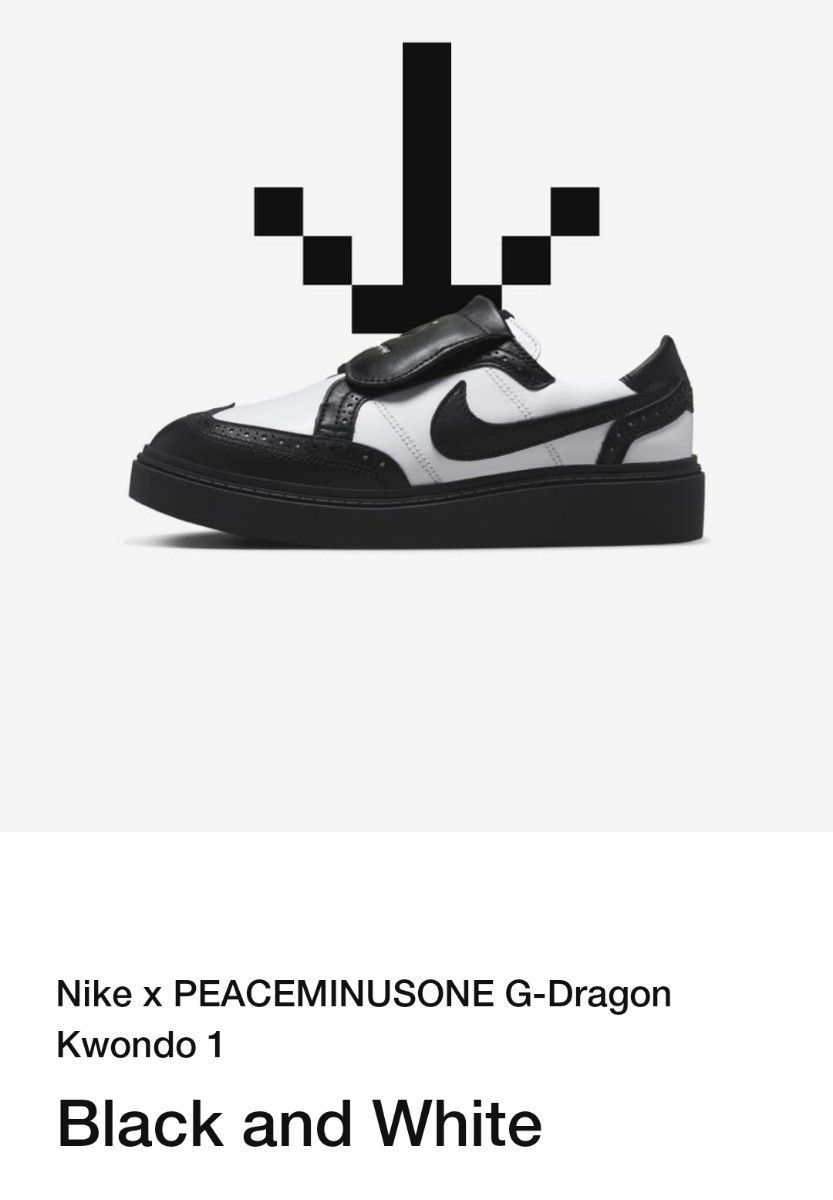 新品未使用品 PEACEMINUSONE × Nike Kwondo 1 Black and Whiteピース