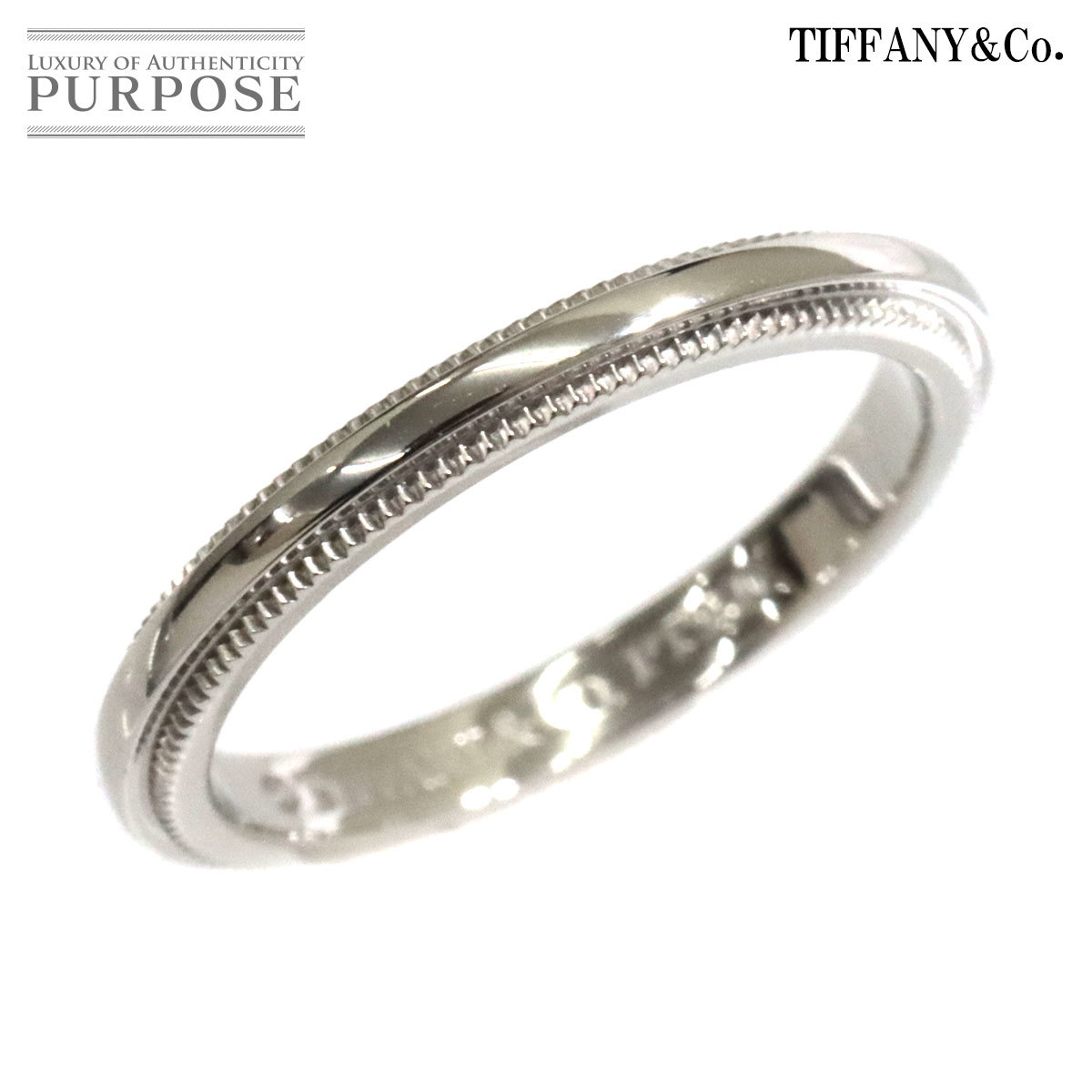 ティファニー TIFFANY&Co. ミルグレイン バンド 4号 リング 幅2mm Pt プラチナ 指輪 Milgrain Ring 90190114