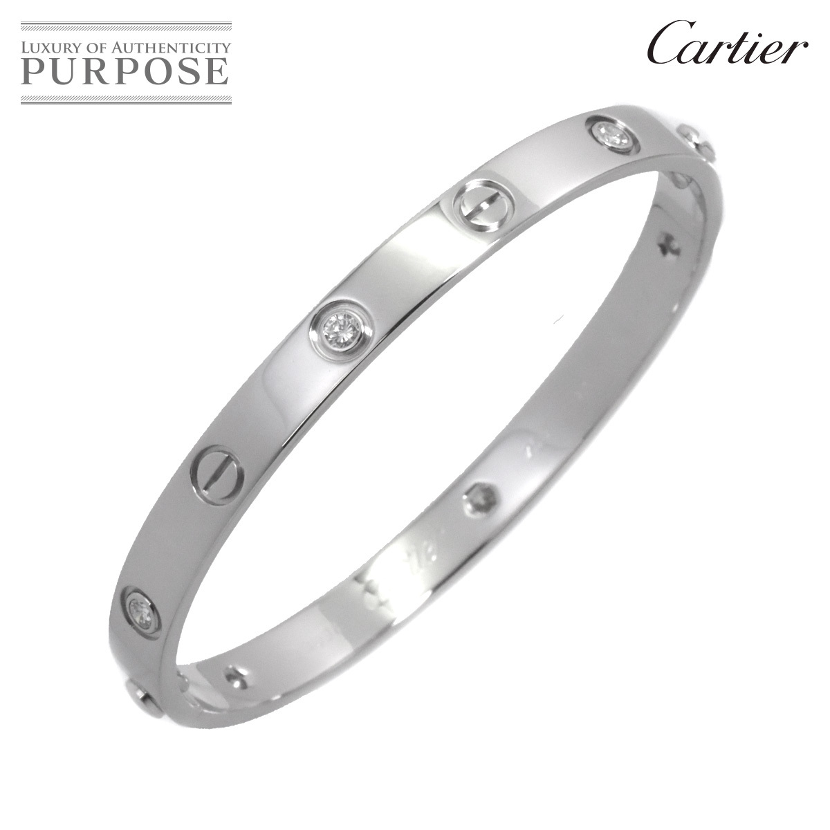 【保証書付】 カルティエ 90195601 Bracelet Love バングル ブレスレット 750 ホワイトゴールド WG K18 #17 6P ダイヤ ハーフ ラブブレス ブレスレット、バングル 【保証書付】 カルティエ 90195601 Bracelet Love バングル ブレスレット 750 ホワイトゴールド WG K18 #17 6P ダイヤ ハーフ ラブブレス ブレスレット、バングル