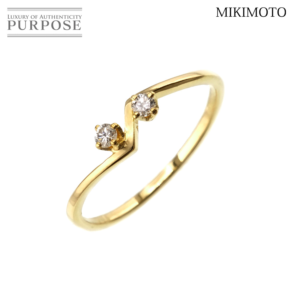  Mikimoto MIKIMOTO 9.5 номер кольцо diamond K18 YG желтое золото 750 кольцо Diamond Ring 90195034