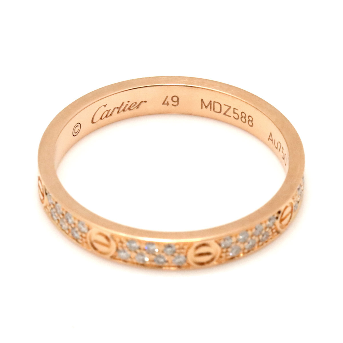 カルティエ Cartier ミニラブ SM #49 リング フル パヴェダイヤ K18 PG ピンクゴールド 750 指輪 Mini Love Ring 【証明書付き】 90199041_画像3