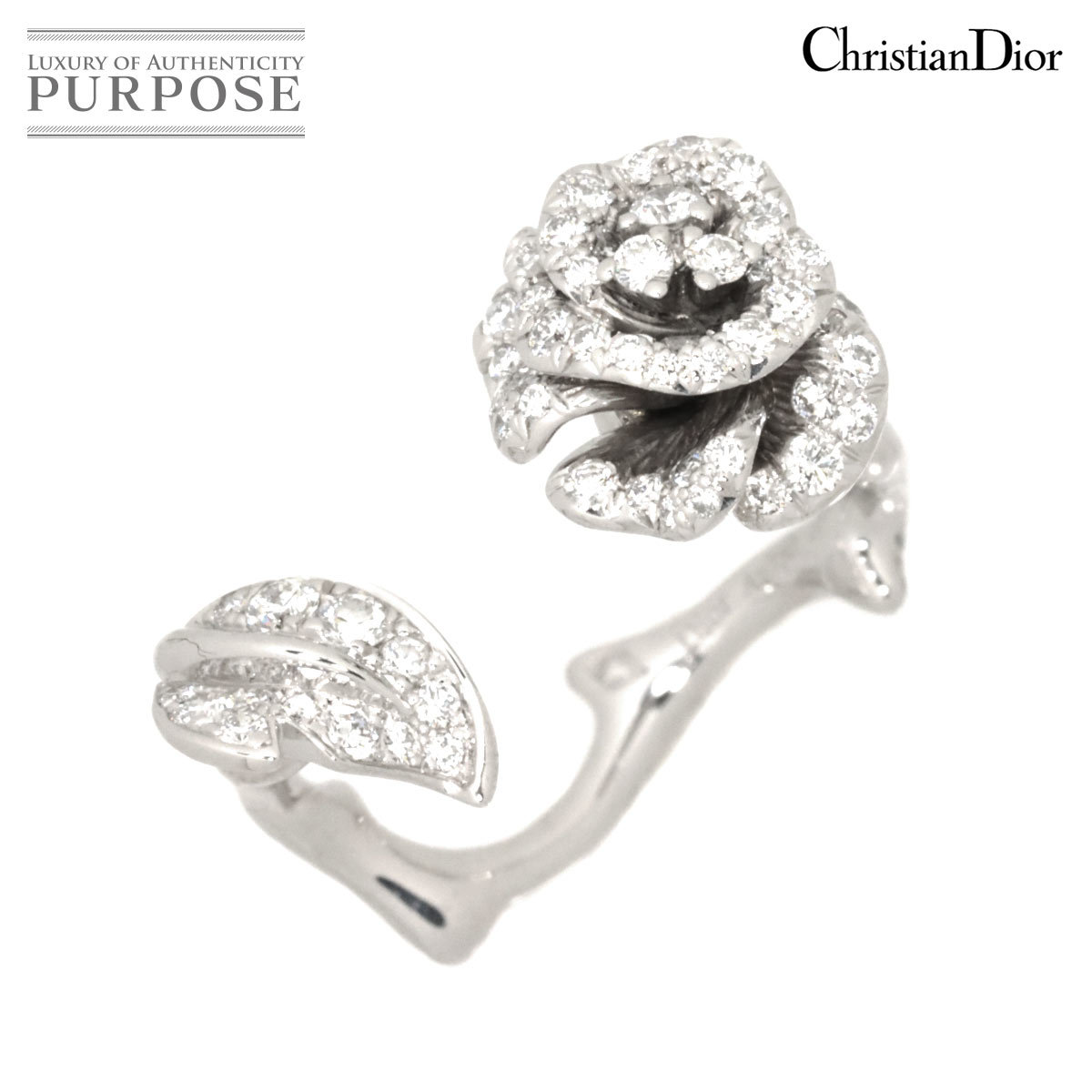 クリスチャン ディオール Christian Dior ボワ ドゥ ローズ #49 リング ダイヤ K18 WG 750 指輪 Ring【証明書付き】 90196868