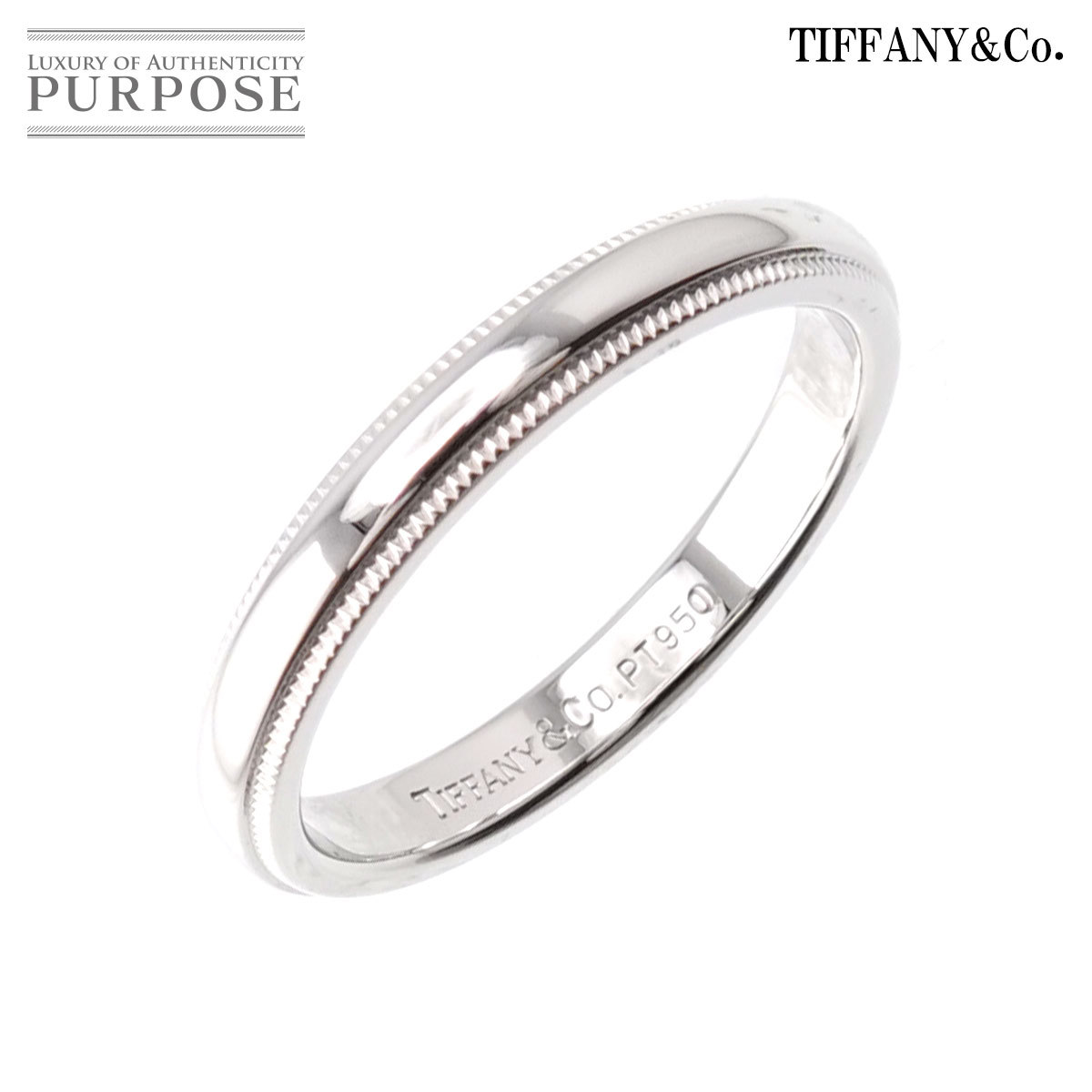 ティファニー TIFFANY&Co. ミルグレイン バンド 15号 リング 幅3mm Pt プラチナ 指輪 Milgrain Ring 90196878