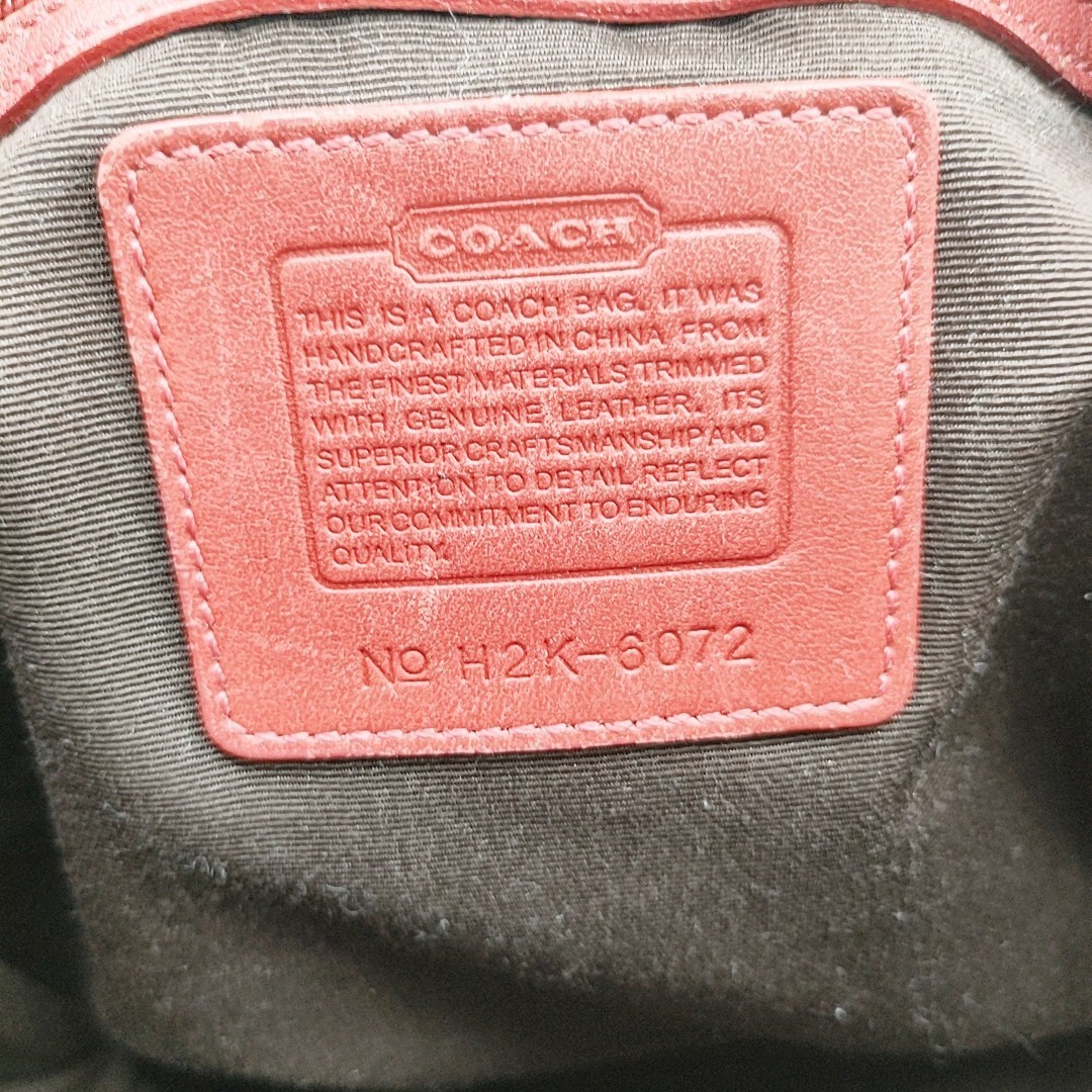 COACH コーチ 2way ショルダーバッグ トートバッグ シグネチャー キャンバス×レザー レッド系 レディース H2K-6072_画像10