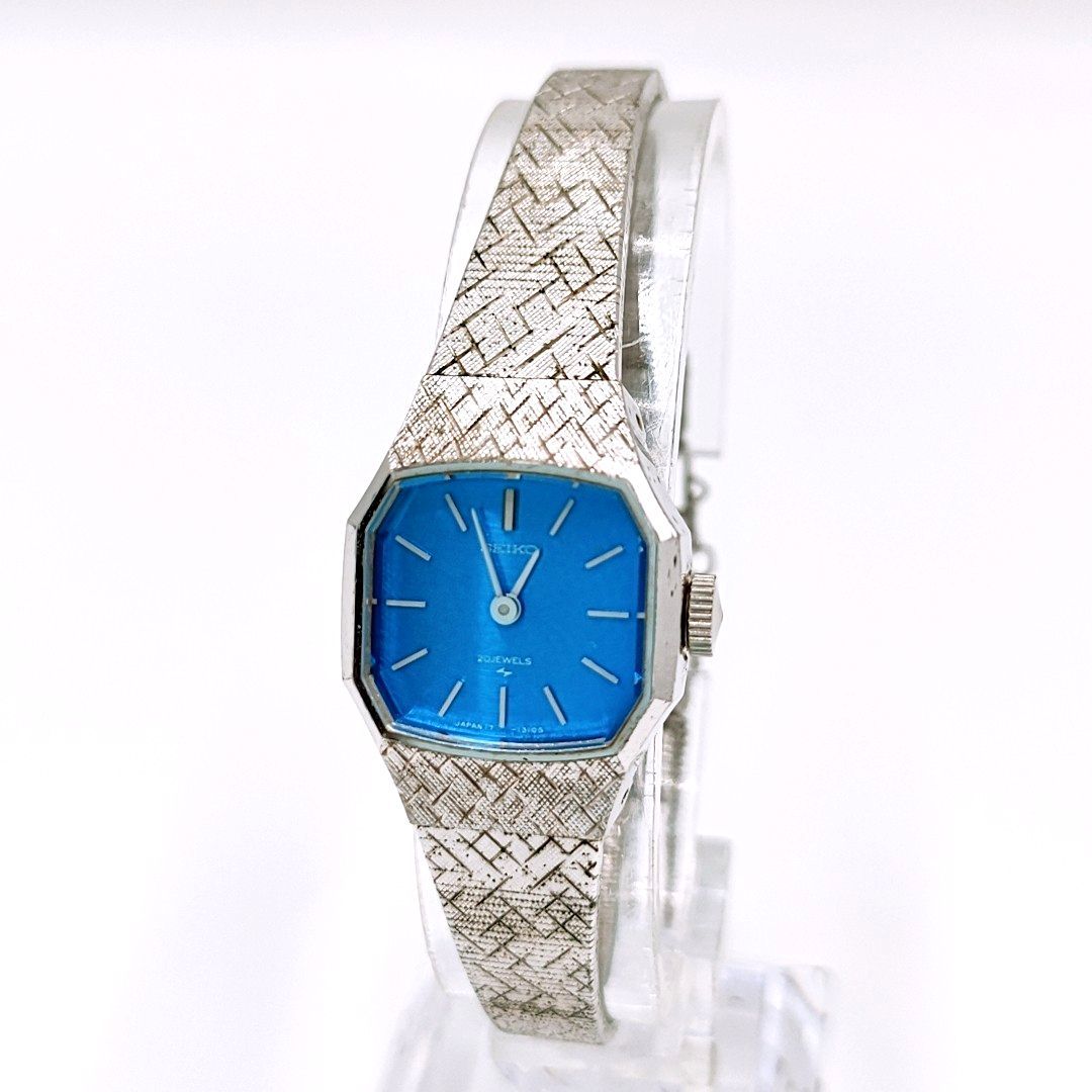 稼働〇】SEIKO セイコー レディース 17-3430 シルバー 青文字盤 稼働〇】SEIKO セイコー レディース 17-3430 シルバー 青文字盤