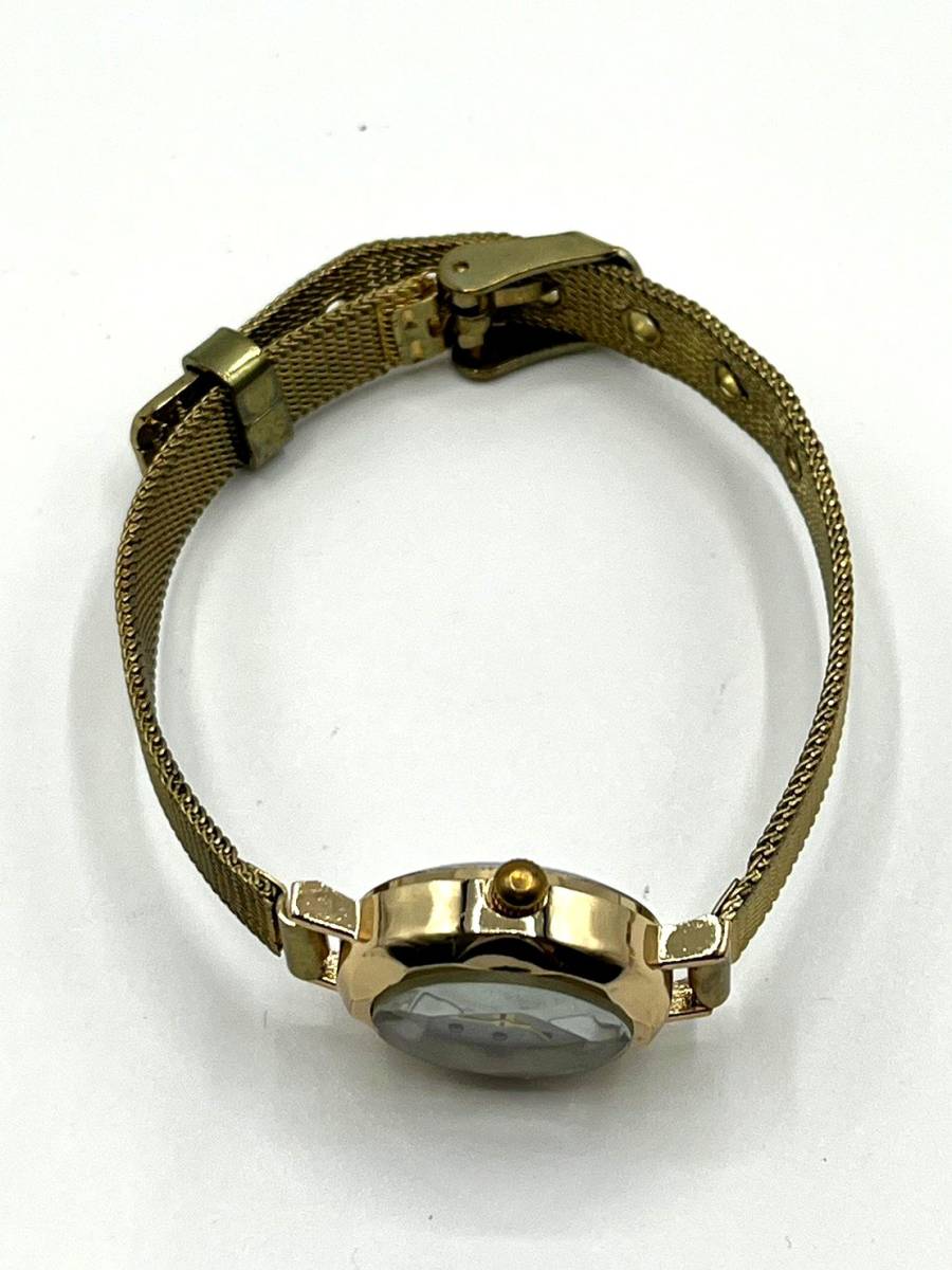 【電池切れ】HUANS クォーツ 腕時計 白文字盤 ケースゴールド カットガラス レディースの画像7