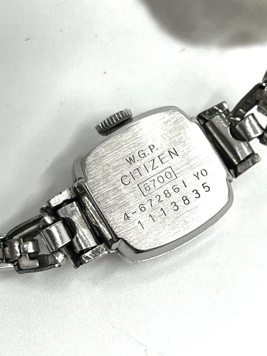 【稼働〇】CITIZEN シチズン バングルウォッチ 4-672861 23石 手巻き腕時計 シルバー文字盤 レディースの画像2