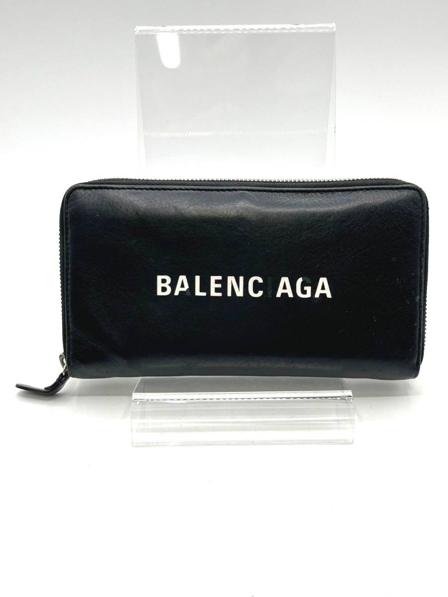 BALENCIAGA バレンシアガ 490625 ラウンドファスナー長財布 ブラック