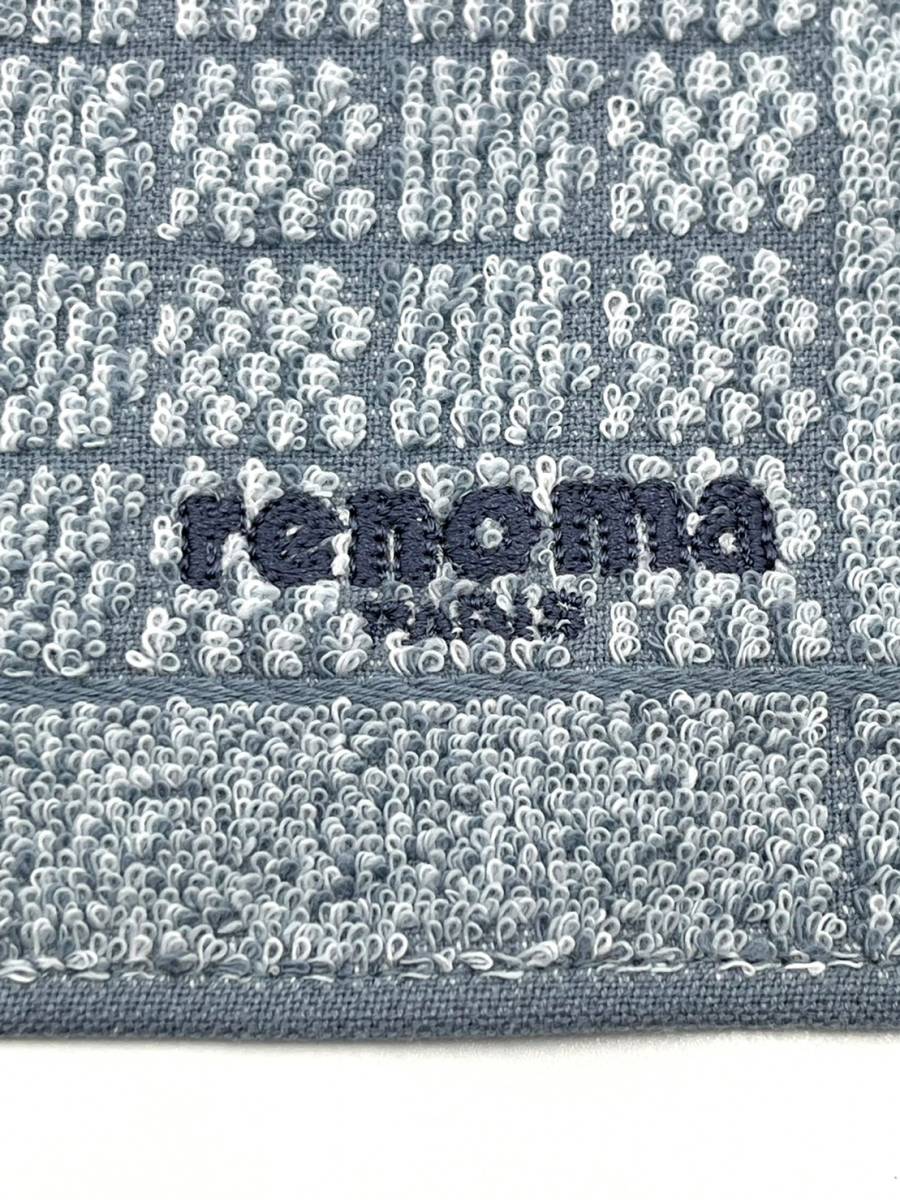 【シール付き未使用品】renoma レノマ タオルハンカチ ハンドタオル ロゴ刺繍 グレー系 スクエア メンズ W26 H26