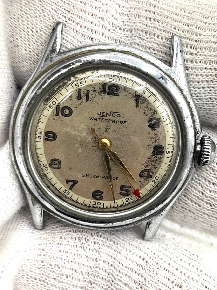 [ operation ^/ watch stem coming out equipped ]JENCO hand winding wristwatch silver face round lady's 