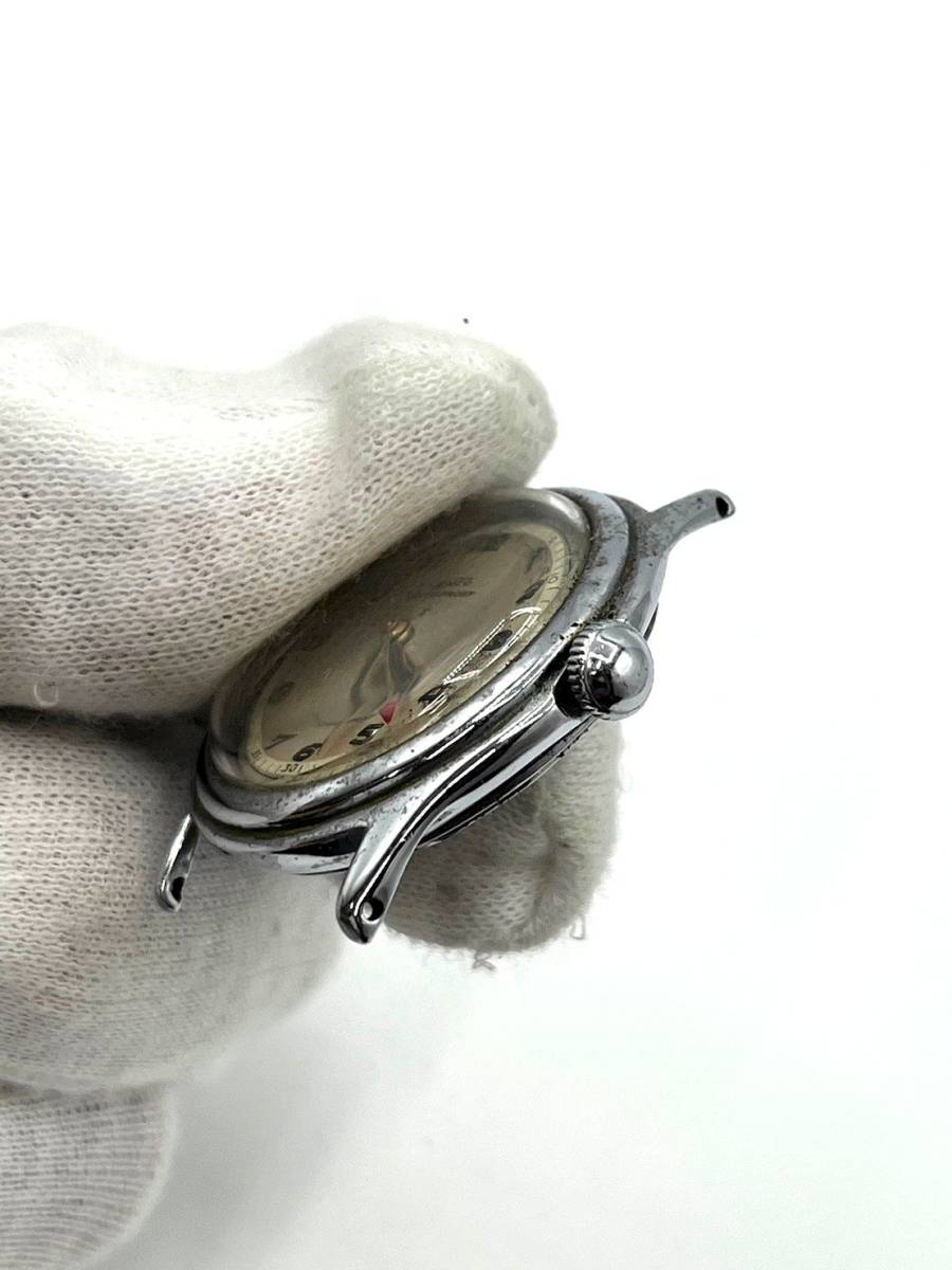 [ operation ^/ watch stem coming out equipped ]JENCO hand winding wristwatch silver face round lady's 