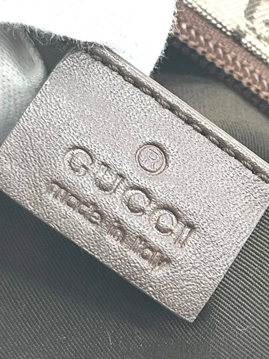 GUCCI グッチ GGキャンバス アクセサリーポーチ ハンドバッグ キャンバス×レザー ブラウン 005.0813.3444