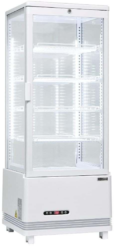 レマコム 4面ガラス 冷蔵ショーケース 卓上型 フォーシーズン 105L ホワイト R4G-105SLW LED 業務用 冷蔵庫 タテ型_画像1