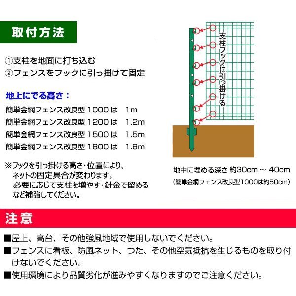  easy wire‐netting fence * improved version 1500 net + mine timbering set [ height :1.5m* length :20m* anti-rust processing +PVC processing ]