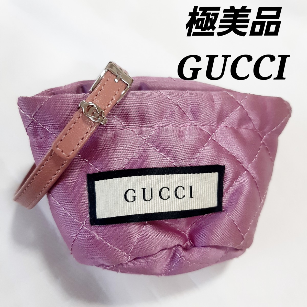 ー品販売 極美品 GUCCI ダブルG レザー ブレスレット ピンク ベルト