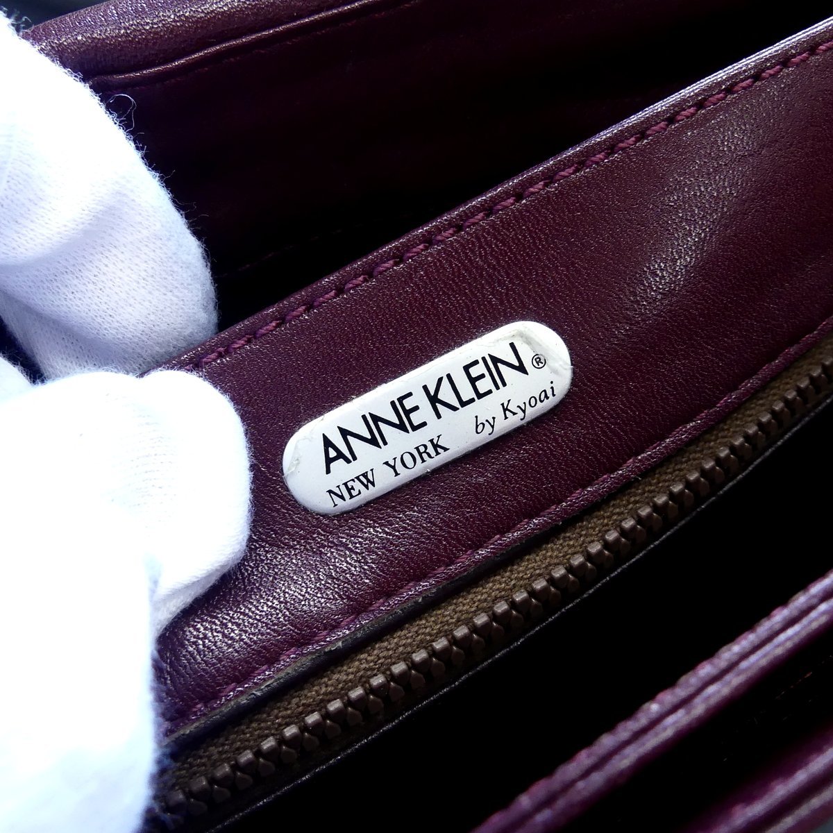 アンクライン ANNE KLEIN ワインレッド シンプル ショルダーバッグ USED /2308Cの画像9