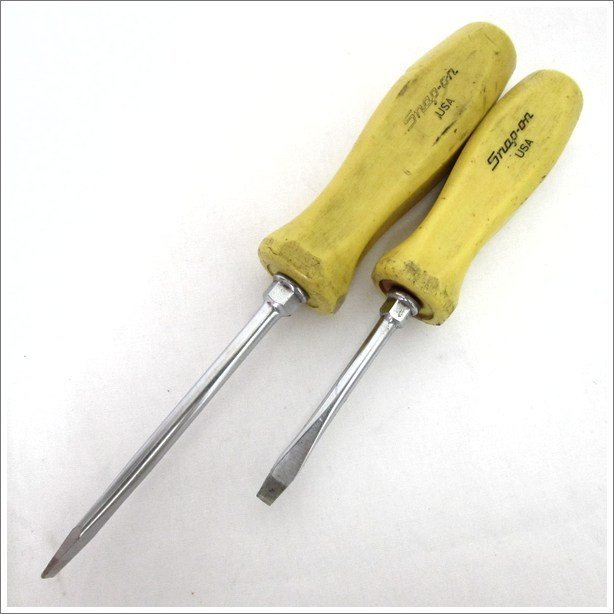 Snap-on Snap-on minus screwdriver 2 pcs set old grip yellow USED /2308B