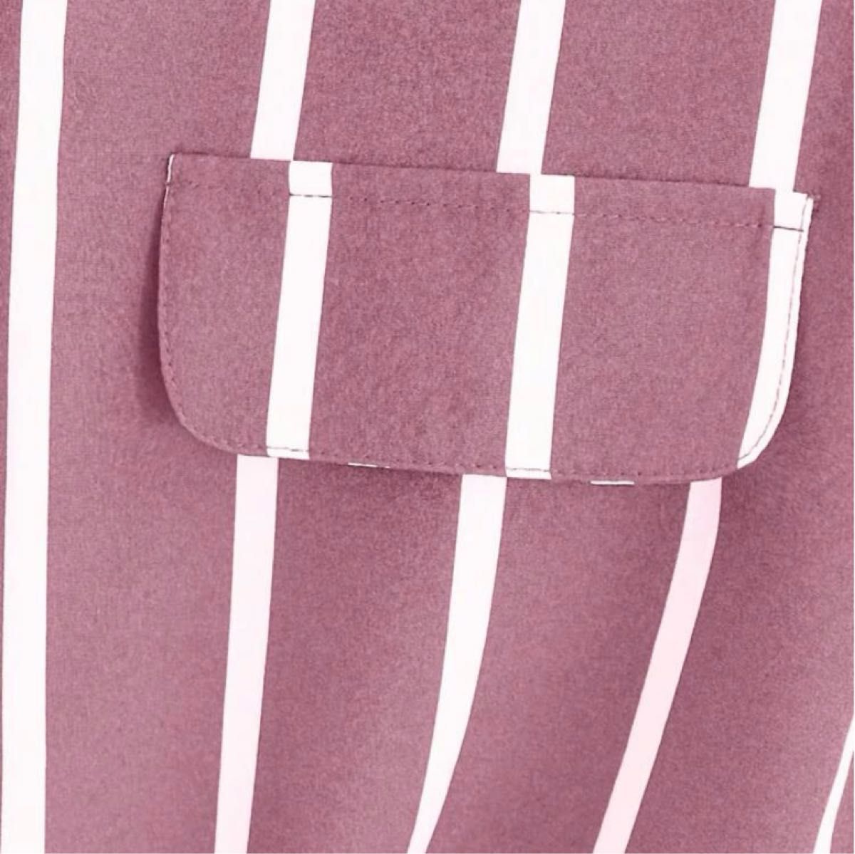 新品　レディース　ストライプシャツ　ピンク×ホワイト　L 大きいサイズ　オーバーサイズ　 半袖シャツ　韓国風 フレンチスリーブ