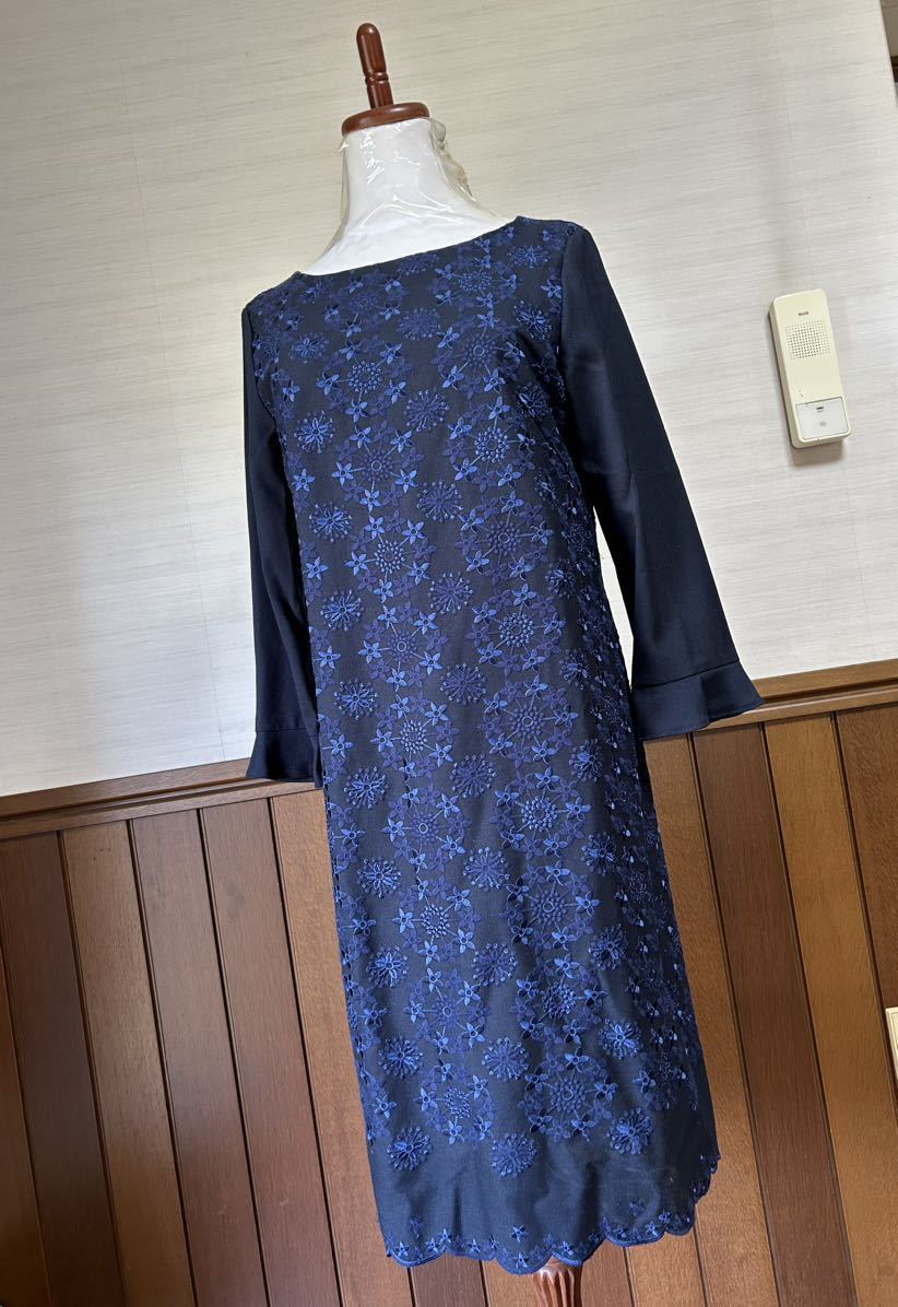  SunaUna # navy embroidery beautiful goods wedding elegant One-piece 38