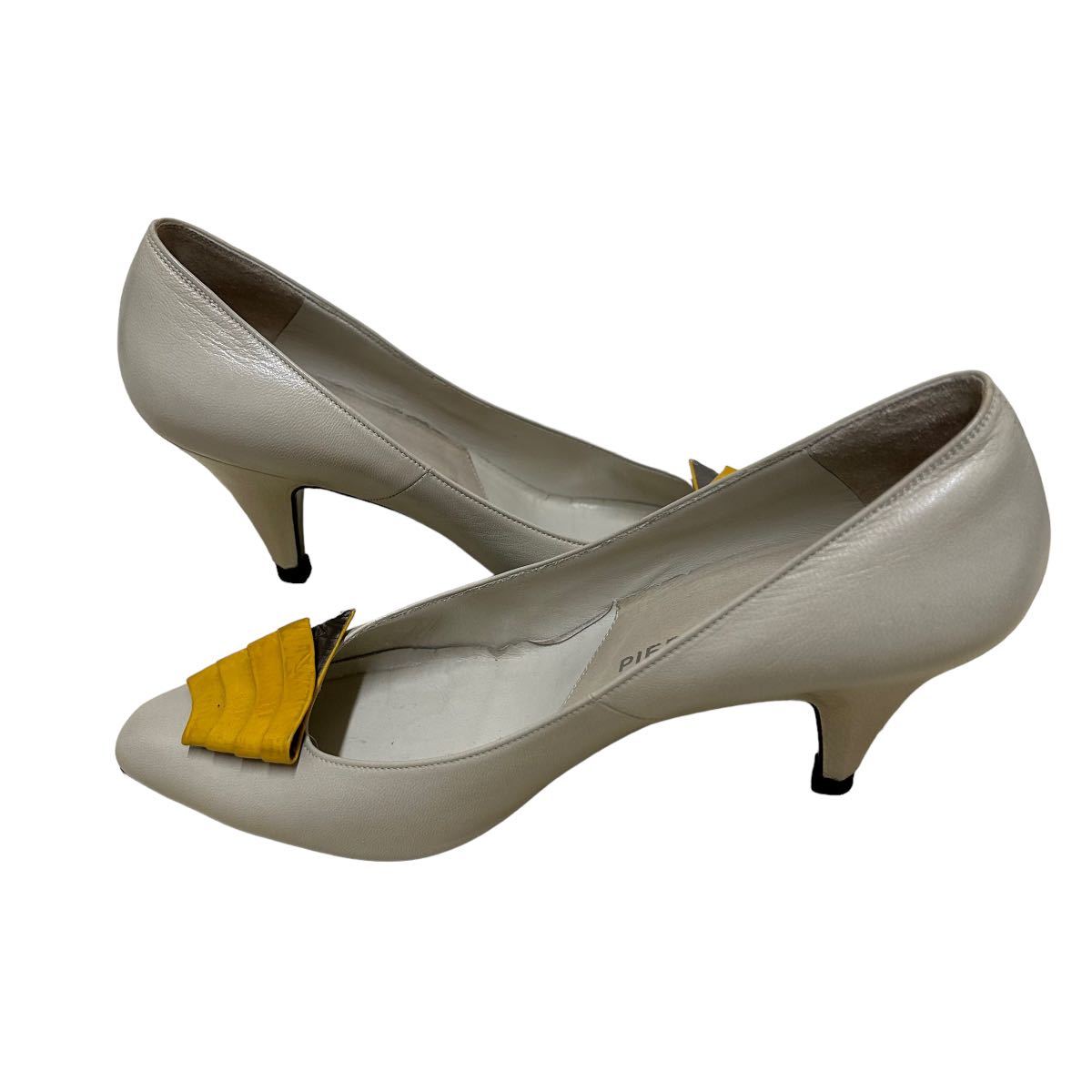 AK850 pierre cardin Pierre Cardin женский туфли-лодочки 35.5 примерно 22.5cm "теплый" белый желтый кожа 
