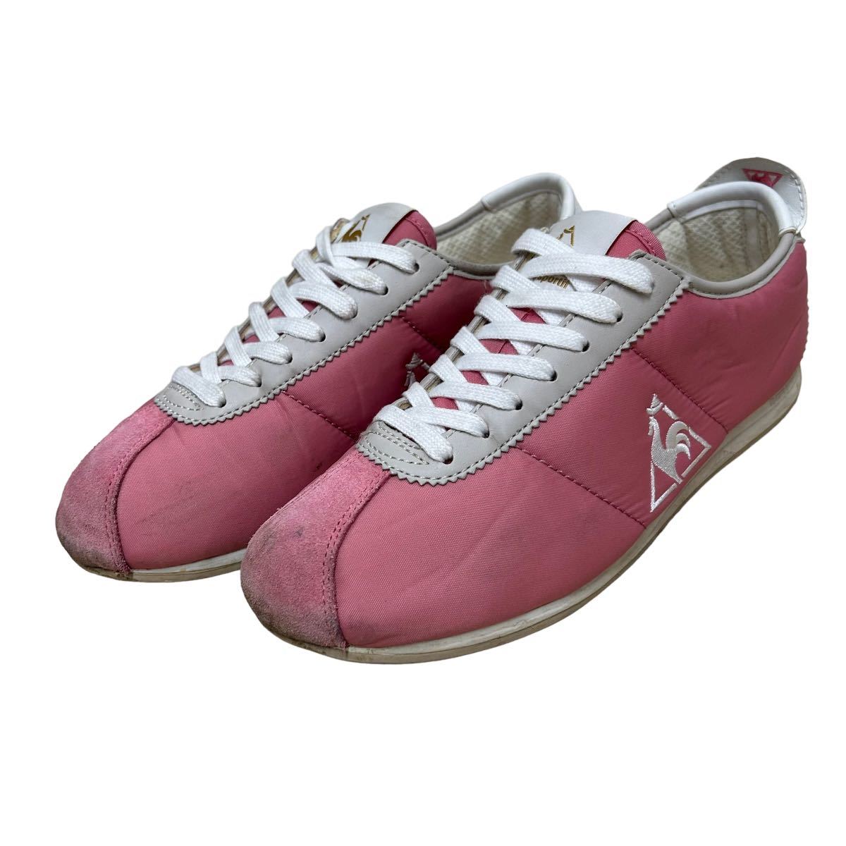 AL339 le coq sportif ルコックスポルティフ レディース スニーカー US6 23.5cm ピンク ホワイト ナイロン_画像1