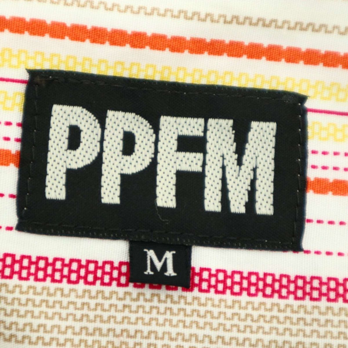 【新品 未使用】 PPFM ペイトンプレイス 通年 ストライプ スタンドカラー 長袖 シャツ Sz.M　メンズ 日本製　A3T09603_8#C_画像6