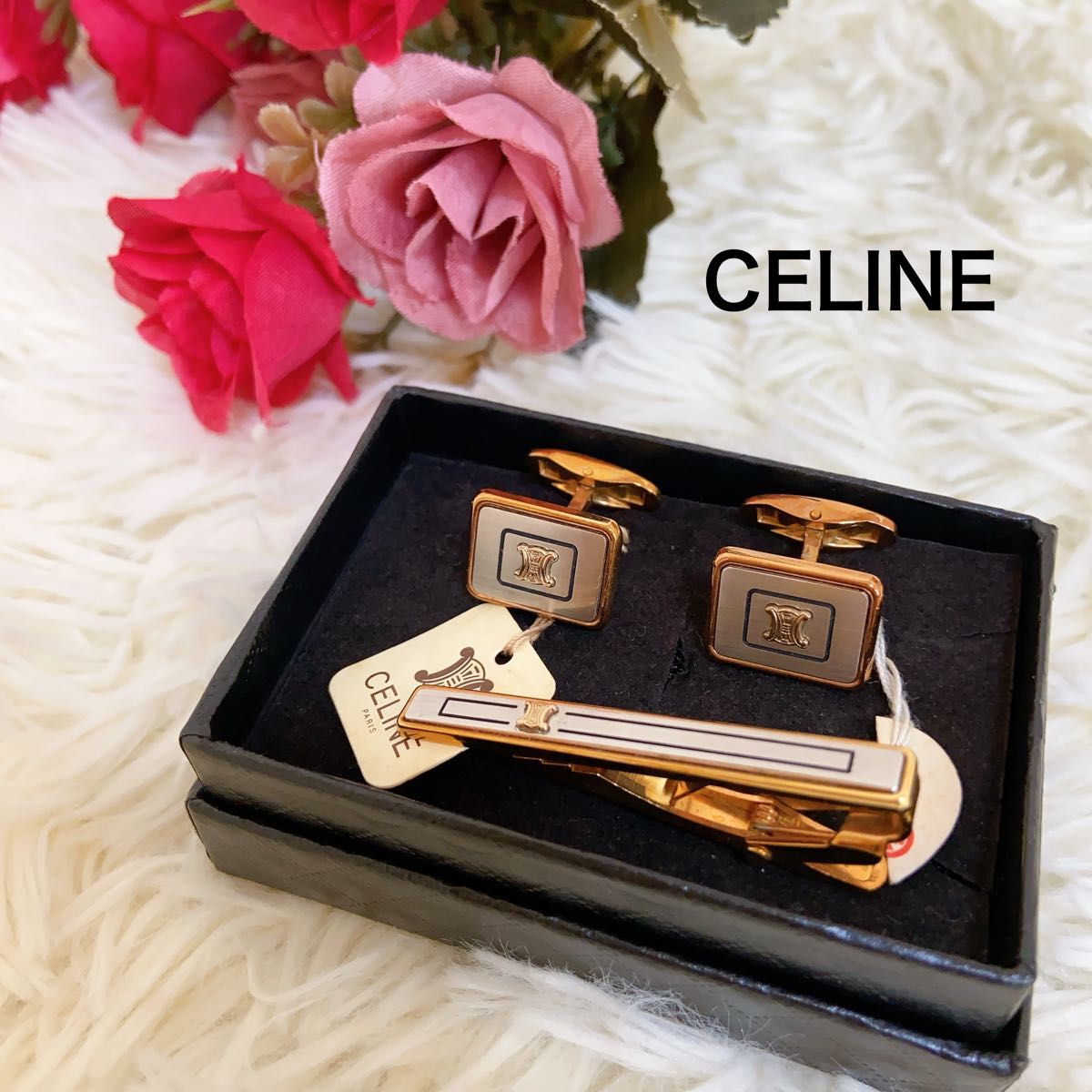 極美品 CELINE ネクタイピン カフス トリオンフ セット ゴールド