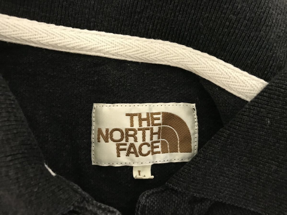 本物ザノースフェイスTHE NORTHFACEヘンプコットンロゴ刺繍半袖ポロシャツメンズアメカジサーフミリタリービジネススーツ黒ブラックL