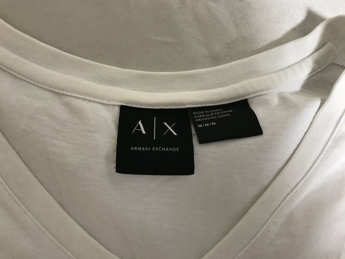 本物アルマーニエクスチェンジARMANI AXコットンサテン切り替え半袖Tシャツメンズサーフアメカジミリタリービジネススーツ白ホワイトM_画像5