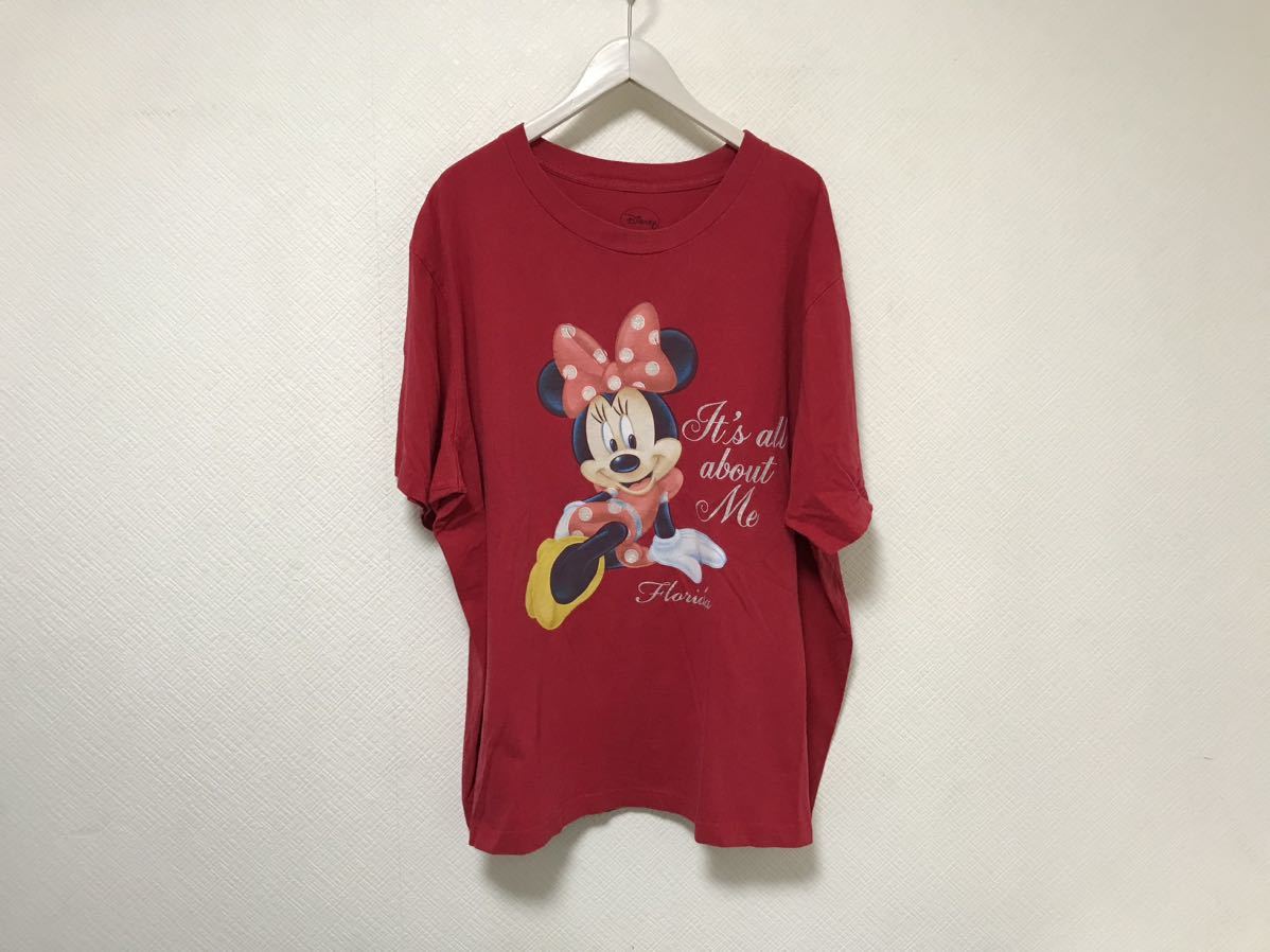 本物ディズニーDisneyコットンミニーマウスデカビッグ半袖Tシャツメンズサーフアメカジミリタリー赤レッドビックTオーバーサイズ2XL