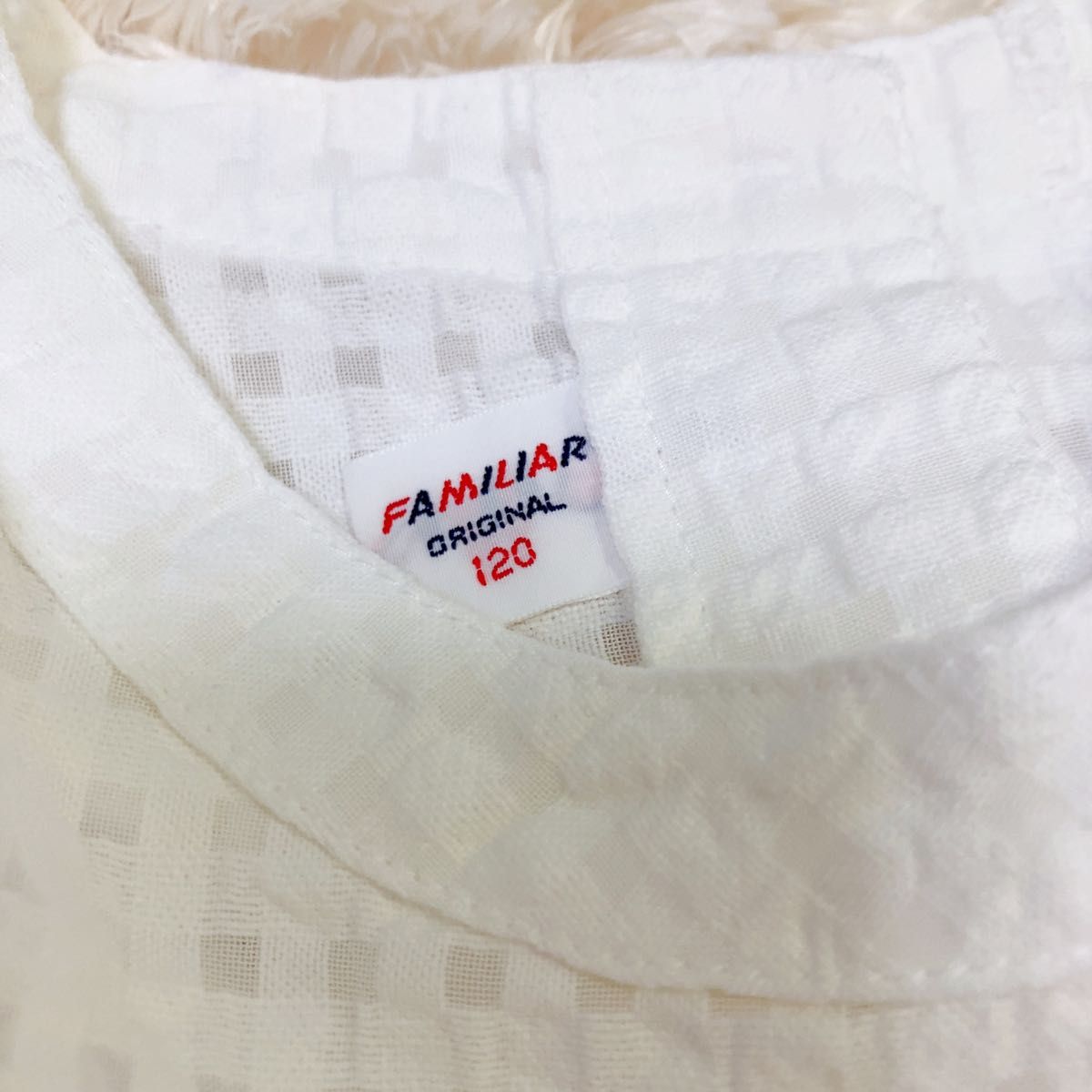 familiar(ファミリア) 半袖ブラウス チェックシャツ 120cm 白色