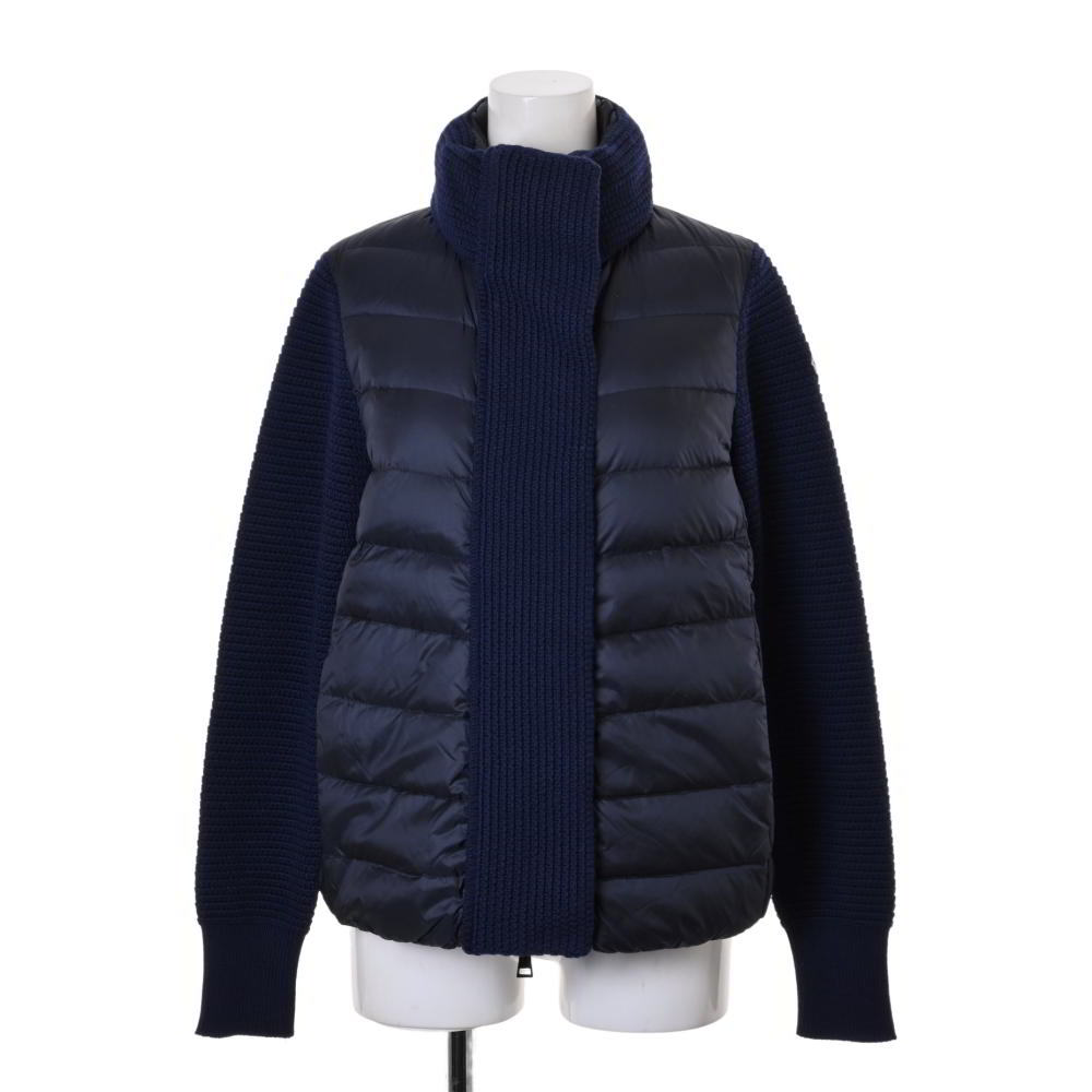 美品 MONCLER MAGLIONE TRICOT CARDIGAN ニット切替 ダウンジャケット XS ネイビー モンクレール KL4BLP2C05_画像1