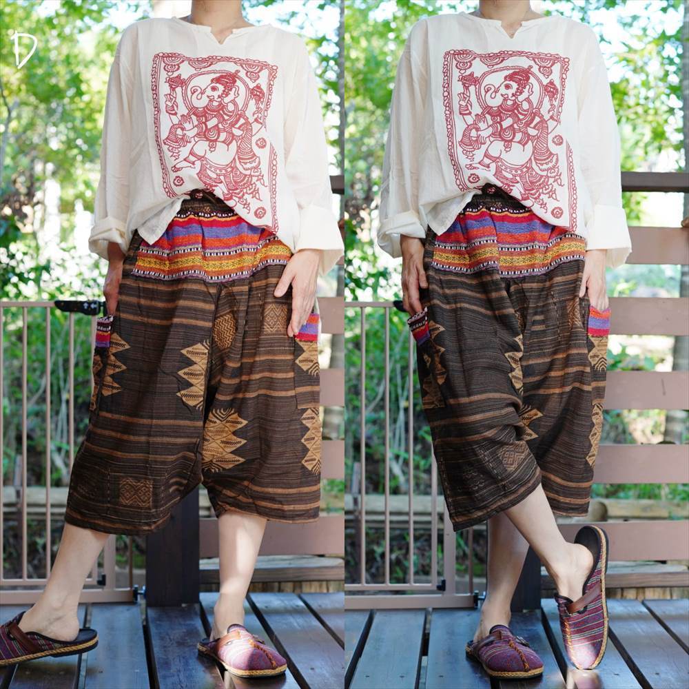 * ethnic monkey L shorts cotton woven cloth including carriage * new goods D* Asian monkey L u- Ben unisex easy size 