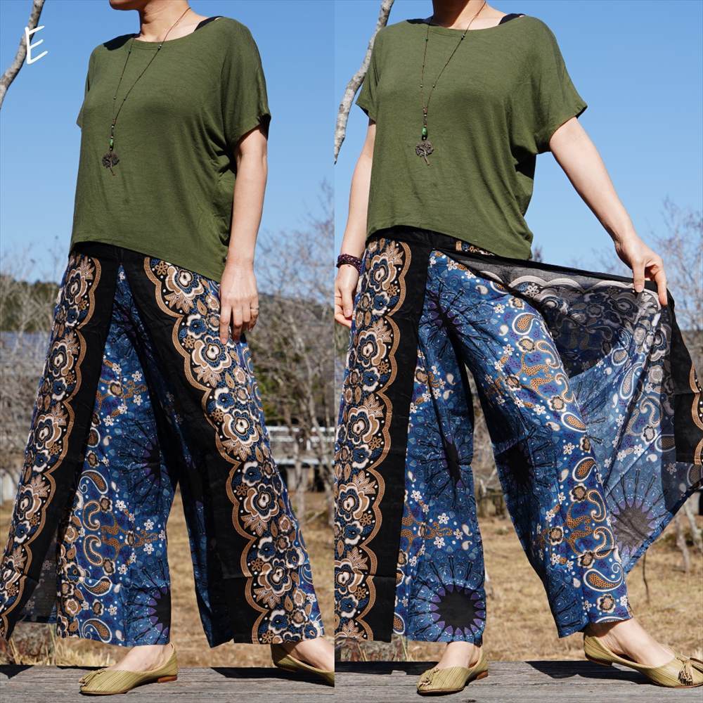 * ethnic LAP pants botanikarupeiz Lee print * including carriage new goods E* easy to coil pants wide pants unisex room wear 