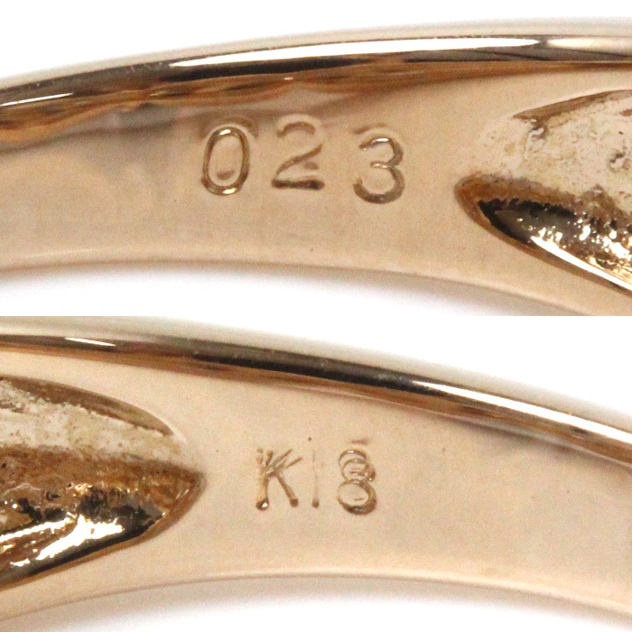 K18PG ピンクゴールド リング・指輪 ダイヤモンド0.23ct 10.5号 4.7g レディース 中古_画像5