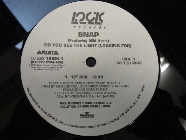 Snap ft. Niki Haris Do You See The Light (Looking For) オリジナル原盤 12 EURO POPダンス　視聴_画像1