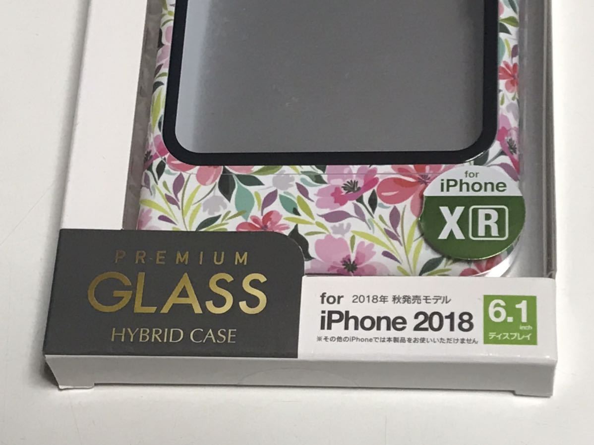 匿名送料込み iPhoneXR用 ガラスハイブリッドケース カバー 可愛い花柄 クリア 透明 お洒落 フラワー iPhone10R アイフォーンXR/TQ2_画像3