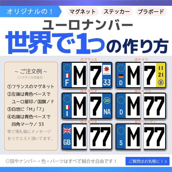 【新品未使用キレイ！】　オリジナル　ユーロナンバープレート　選べる3タイプ　マグネット　吸着シート　ステッカー　新品　　高品質_画像6