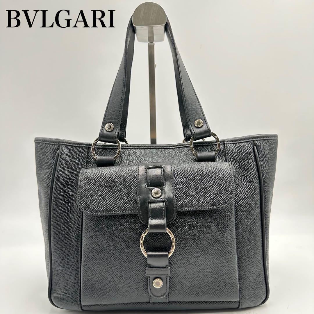極美品☆ BVLGARI ブルガリ ハンドバッグ サフィアーノレザー 本革 黒