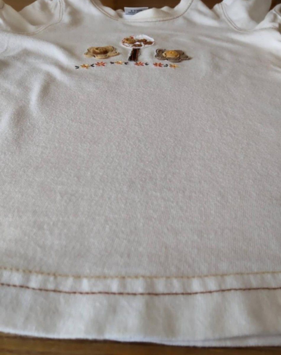 100　半袖　Ｔシャツ　綿１００％　生成り　茶色ベージュステッチ　刺繍　ＮＥＸＴ 半袖Tシャツ