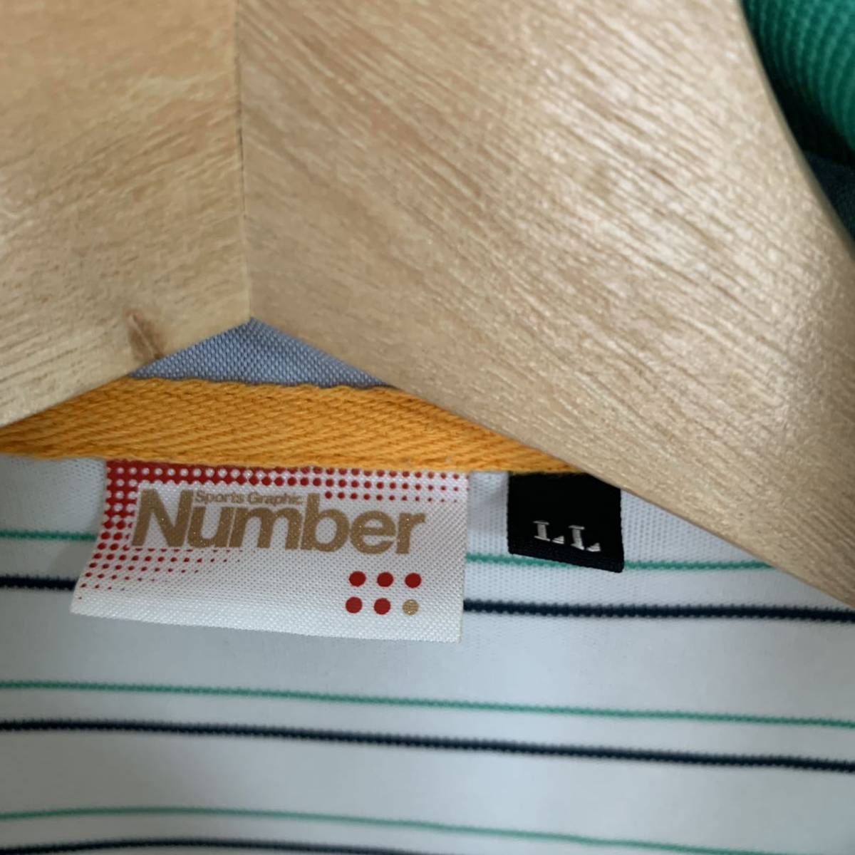 【USED】NUMBER ナンバー　半袖ポロシャツ　3B ゴルフウェア　メンズLLサイズ　ボーダー柄　大きいサイズ　総柄　ラウンド_画像3