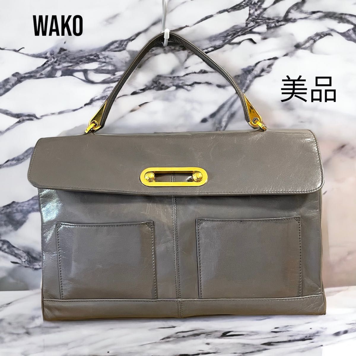 販売公式 良品 WAKO ワコウ 銀座 和光 ゴールド レザー A4収納 ロゴ