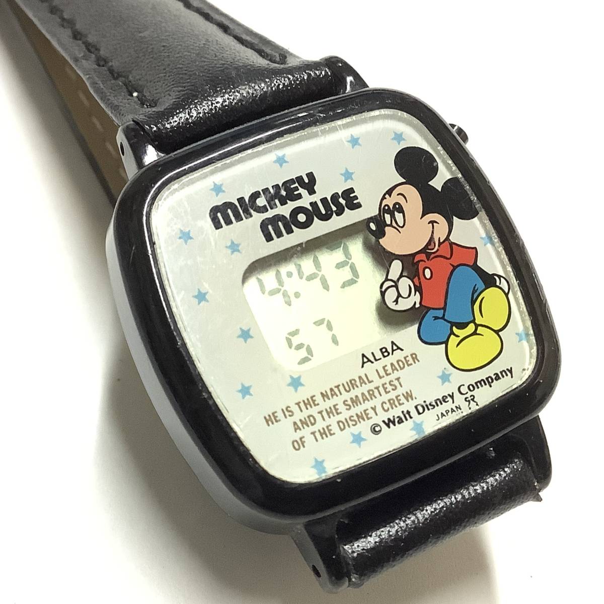 [ retro редкий товар, батарейка & заменен ремень .] Seiko Alba SEIKO ALBA Mickey Mouse цифровой наручные часы герой часы 