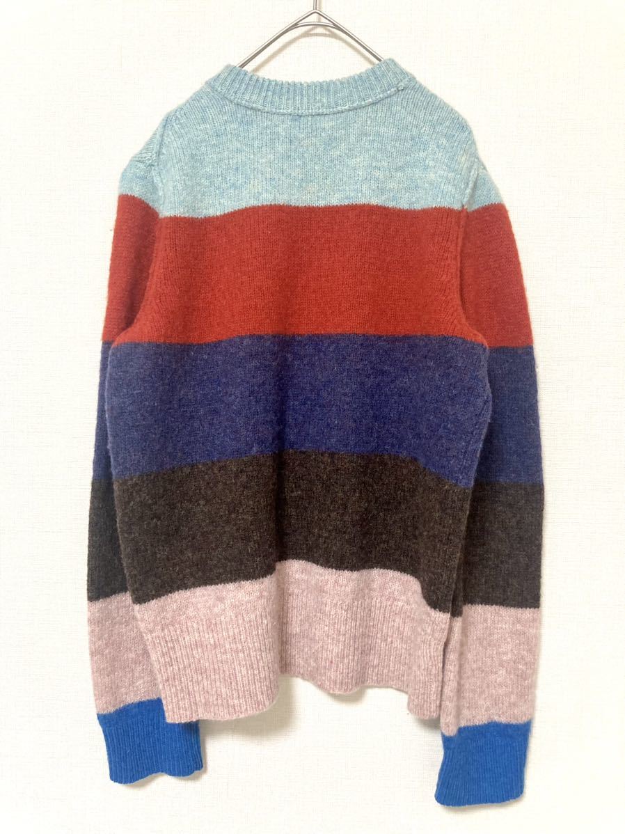 アクネストゥディオズ acne studios ボーダー セーター ニット ウール メンズ バイカラー 総柄 ブルー レッド クルーネック